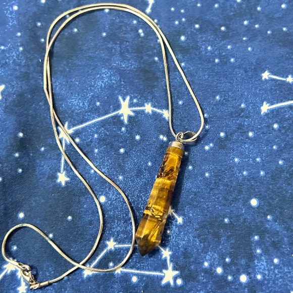 Genuine Tiger's Eye Crystal Pendant Necklace - Picture 3 of 6